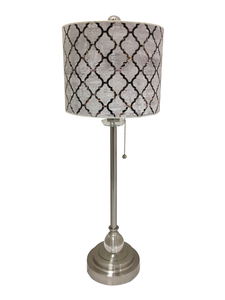 Royal Designs 28" Crystal and Brushed Nickel Buffet Lamp with Moroccan