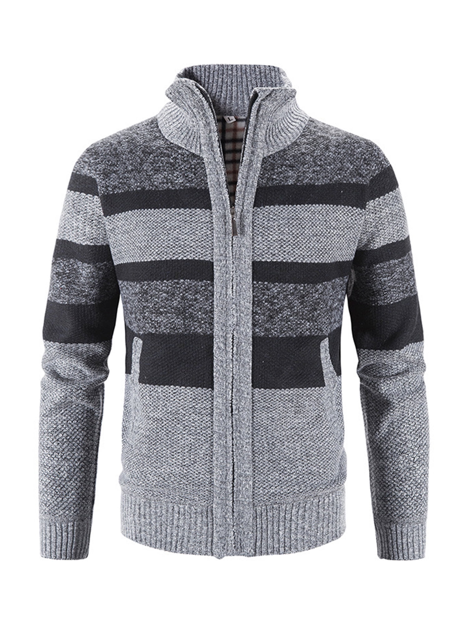 Mens Knitted Cardigan Thick Sweater 