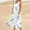 thumbnail image 1 of SMihono Robe Maxi Bohème d'Été pour Femmes Grande Taille Mode d'Été pour Femmes Décontractée Imprimée Sans Manches à Col Rond avec Poches Robe de Plage Décontractée Maxi Robe d'Été Robe d'Été Évasée de Plage, 1 of 5