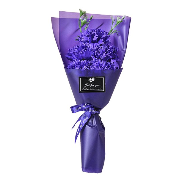Ramo de claveles artificiales de 3/5 cabezas, envuelto en papel, con aroma a flores artificiales para el Día de la Madre o cumpleaños.