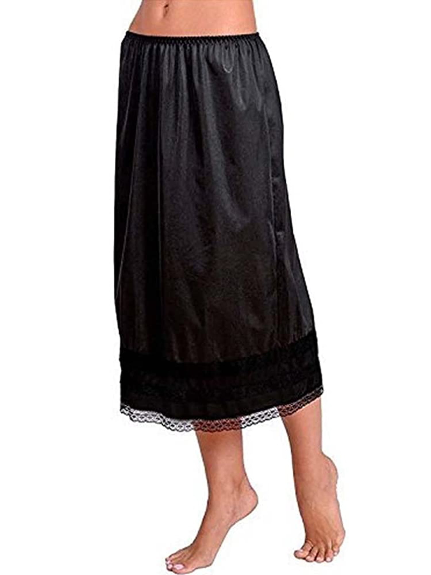 Womens Black Beige Long Length Vintage Retro Full Slip Petticoat for Under Dress