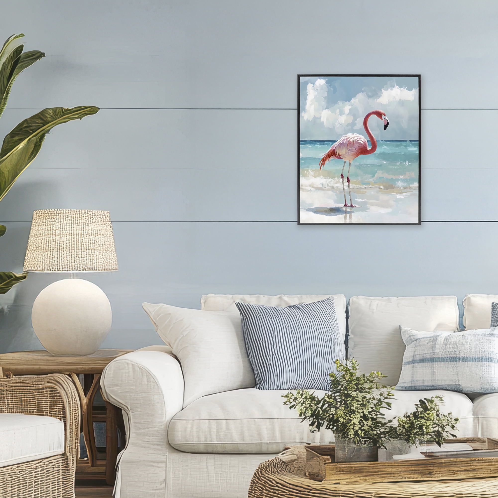 Stupell Industries Flamingo At Shore Black Framed Giclee Art, design by The Prints Vibe