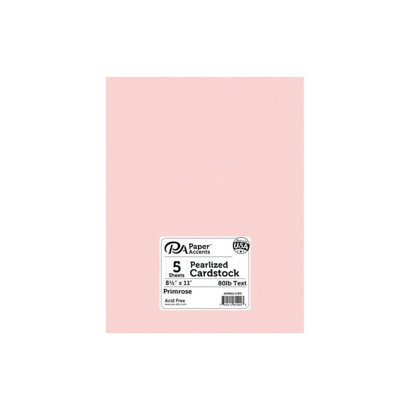 Paper Pearlized 8.5x11 80lb Primrose 5pc