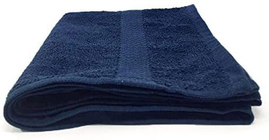 EOM Towels Bleach Safe 100% Cotton Ringspun Vat Dyed Hand Towels Size 16" X 28" 12 Pack Great for Salon, Gym and Home use. (Dark Blue)