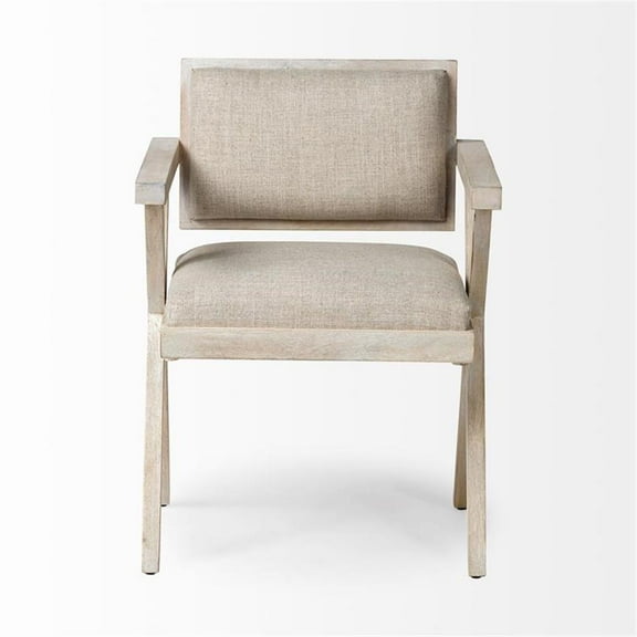 Mercana Topanga I Cream Fabric Wrap Brown Wooden Frame Dining Chair