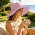 thumbnail image 7 of Cutuoiiu Summer Striped Pattern Wide Brim Bucket Hat for Women, Breathable Woven Sun Hat Decorated With Elegant Bow, Beach Travel Outdoor Vacation Sun Shade Hat, 7 of 7