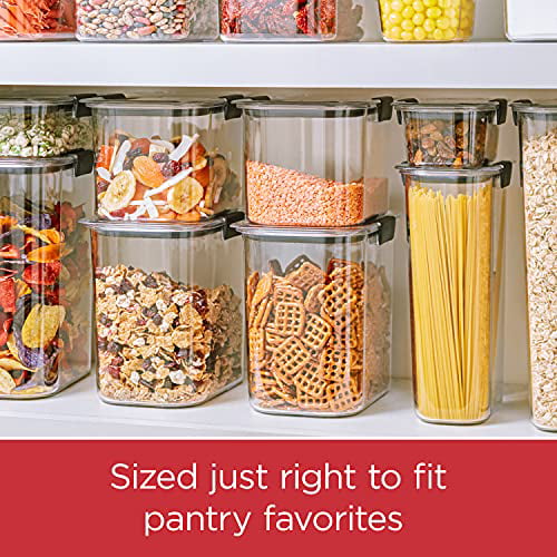 Rubbermaid 8-Piece Brilliance Food Storage Containers for Pantry with Lids  for Flour, Sugar, and Pasta, Dishwasher Safe, Clear/Grey