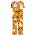 thumbnail image 4 of UPPADA 2 Piece Pajama Sets for Women Halloween Theme Pjs Short Sleeve Top and Long Pants Sleepwear 2pcs Loungwear Pjs Set Fall Winter Sleepwear Orange,L, 4 of 4