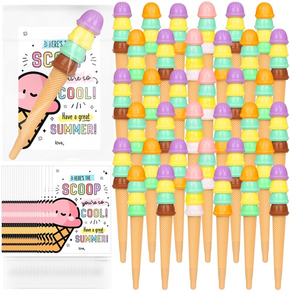 Set de regalo Gosodeny de 36 bolígrafos con diseño de helado y tarjetas