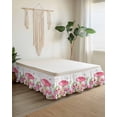 thumbnail image 2 of Mushroom Wrap Around Bed Skirts for Queen Bed 18" Drop, Bed Skirt with Adjustable Elastic Belt Dust Ruffle Bed Valance for Bedroom Hotel Luxury Pink Butterfly Rustic Botanical Leaf Bed Frame Cover, 2 of 7