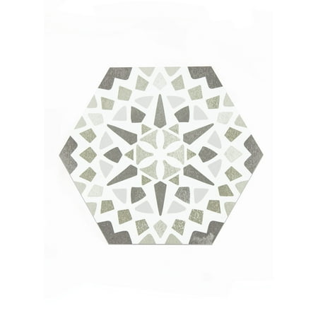 FloorPops Grey Ribera Peel & Stick Hexagon Virgin Vinyl Floor Tiles