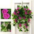 thumbnail image 2 of Twfbrm Artificial Hanging Flowers, 25.6" Realistic Morning Glory with Green Leaves, UV Resistant Look Real Faux Silk Petunias Flowers Garland Spring Decorations for Porch Wedding Party, 2 of 9