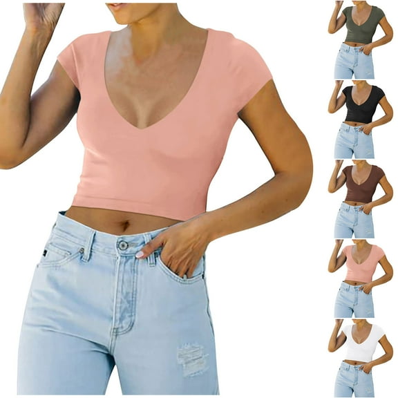 Fesfesfes Women's T Shirts Fashion Women Sexy Sleeveless Open Navel Neck Tank Tops Mesh Short Sleeve Tops for Women XL(US:10)