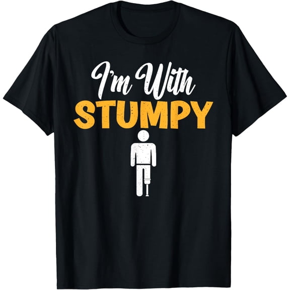 I'm With Stumpy Funny Amputee Support Graphic T-Shirt Retro Men's Women's Short Sleeve Cotton Novelty Tee