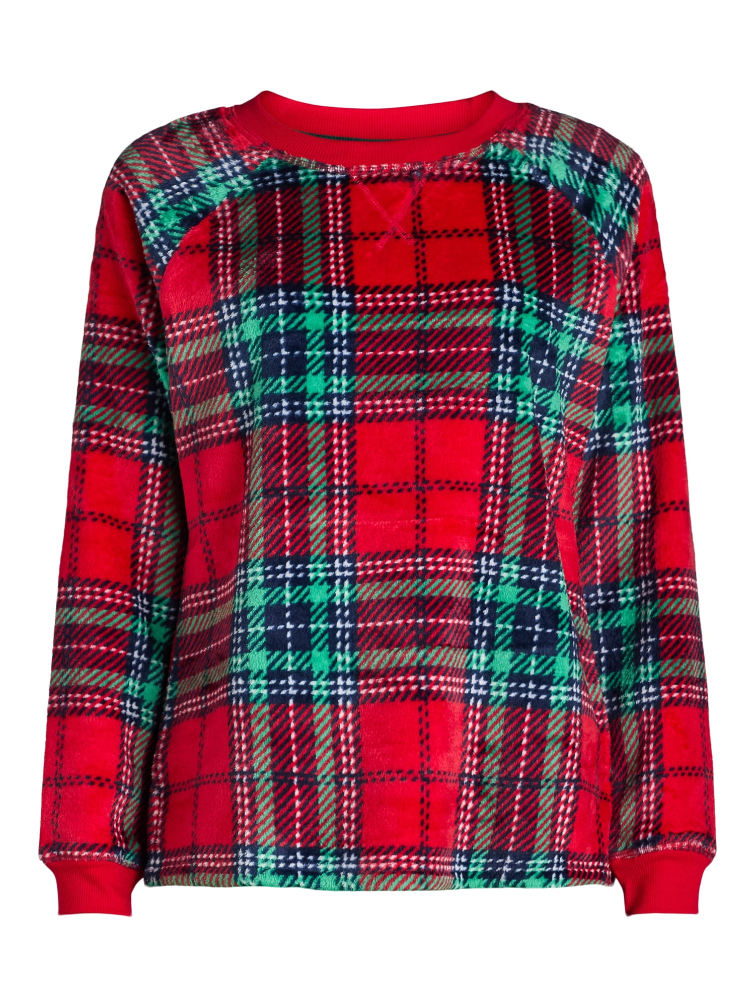 Joyspun Women's and Women’s Plus Plush Sleep Top with Long Sleeves, Sizes XS-3X