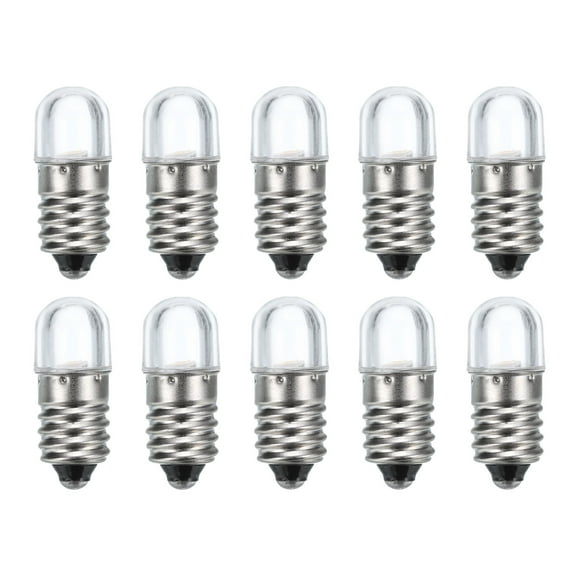 Uxcell 12V/0.04A E10 Mini LED Light Bulbs, 10Pcs Miniature Screw Bulbs Warm White Light