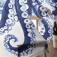 thumbnail image 5 of Navy Blue Octopus Coastal Sheer Curtains 63 Inches Length 2 Panels Set, Window Sheer Curtains for Living Room/Bedroom, Nautical Summer Beach Ocean Light Filtering Rod Pocket Curtain 52'' x 63'' x 2, 5 of 7