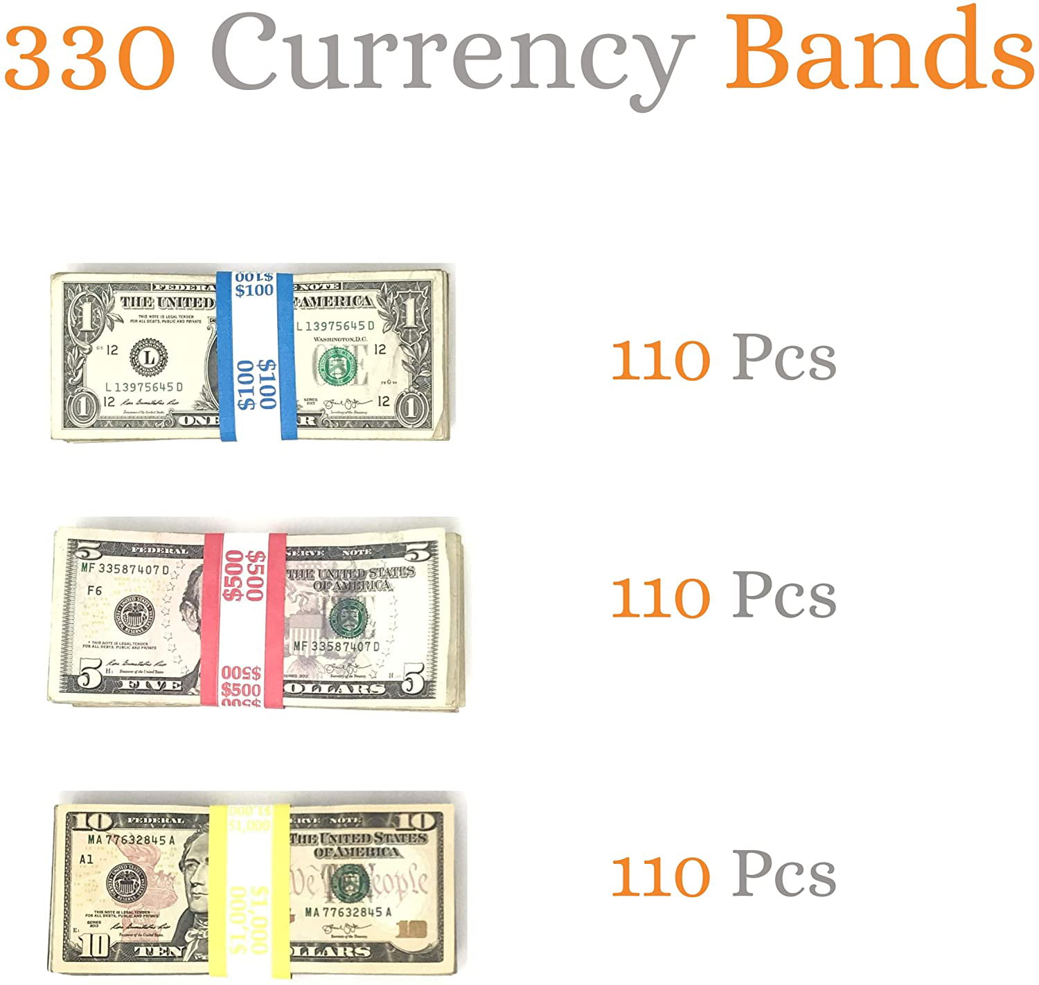 Money Bands Currency St... 300-Count $50 Dollar Bill Wrappers Details about   Currency Bands 