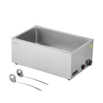 VEVOR Commercial Food Warmer, 1200W Electric Stainless Steel Steam Food Warmer, Fast Heating Countertop Buffet Bain Marie with Soup & Perforated Ladles, for Catering, Restaurants, Parties, Buffets