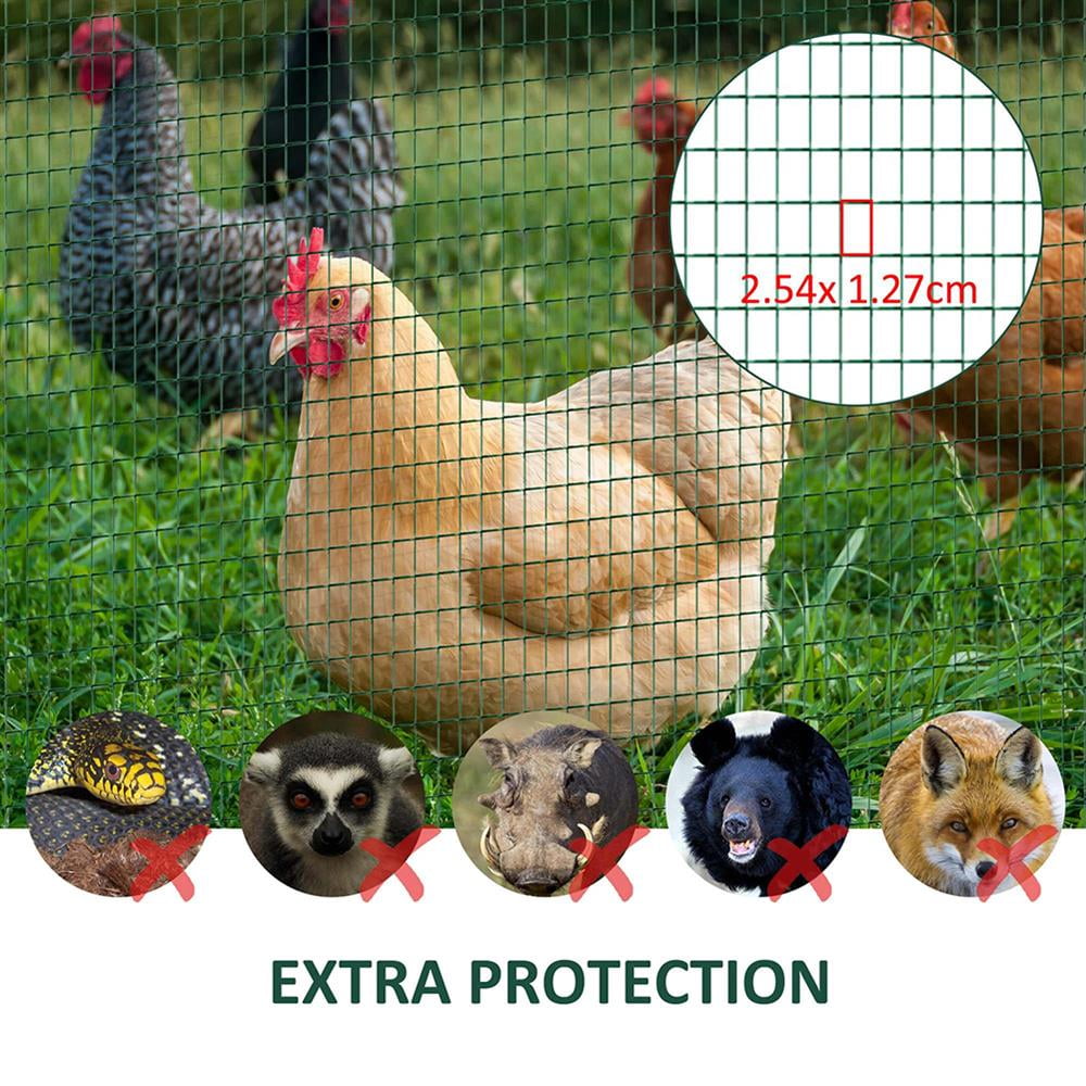Topcobe PVC Coated Steel Chicken Rabbit Mesh Fencing Wire Garden Galvanized Fence Border, Resuable Temporary Netting for Garden Fencing