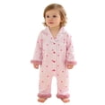 thumbnail image 3 of Byoo Girls Sleepwear Onesies Valentine's Day Heart Vertical Stripe Graphic Long Sleeve Button Down Bodysuit Baby Cute Jumpsuit, 3 of 9