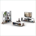 thumbnail image 4 of TV Furniture Mid-Century Modern 57in TV Stand 4 Open Shelves Walnut/White | Walnut | TV Size Ranges, 4 of 6