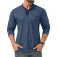thumbnail image 2 of GIRUNS Men's Henley Shirts Long Sleeve Button T-Shirt Casual Stylish Cotton Pullover Shirt with Pocket Blue L, 2 of 6