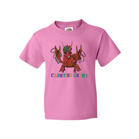 Inktastic Crawfish Crew Mardi Gras Crayfish with Beads Youth T-Shirt
