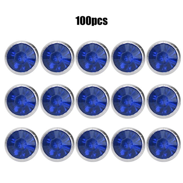 M Buder Diamantes Acrílicos Decorativos de 8 mm / 0.31 inches con Borde Plateado y Base, Remaches de Cristal Brillante para Manualidades DIY, Ropa, Zapatos y Bolsos, Color Azul Marino