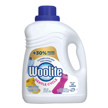 Woolite GENTLE CYCLE Liquid Laundry Detergent, 100oz Bottle, With Color Renew, HE & Regular