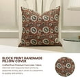 thumbnail image 3 of FABDIVINE- SUN FLOWER Brown Block Print Cushion – 20x20 Pure Linen, Floral Ruffle Pillow, Indian Handmade Art, 3 of 6