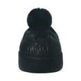 thumbnail image 1 of Sombreros de invierno de punto, con rayas, rizados, sin bordes, para el frío, cálidos para exteriores, gruesos, con bolas de pelo, de lana bronceada, para mujer, 1 of 2