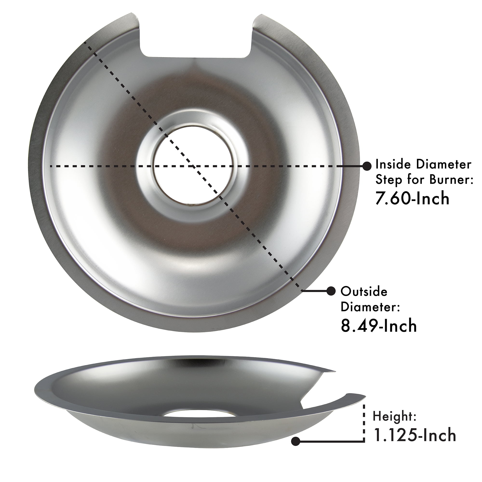 Range Kleen Style D Heavy Duty Chrome Drip Pans and Trim Rings Set, 8 Pack 3 small and 1 large each