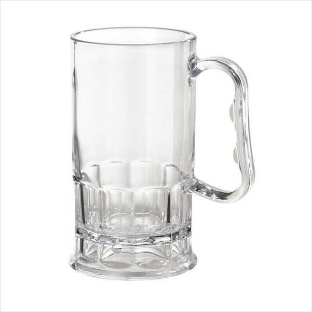 Plastic Reusable 10 oz 2.75 x 5 Beer Mug with Handle Clear SAN,Pack of