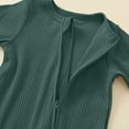 thumbnail image 6 of Footie Pajamas Baby Footie Pajamas Overall Bodysuit Solid Long Sleeve Zipper Footed Pajamas Long Sleeve Onesies Girl Dark Green 6 Months-12 Months, 6 of 7
