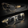 thumbnail image 4 of 2 Pack Fashion Square Sunglasses Unisex Double Bridge Metal Frame Stylish Outdoor Driving Travel Party, 4 of 8