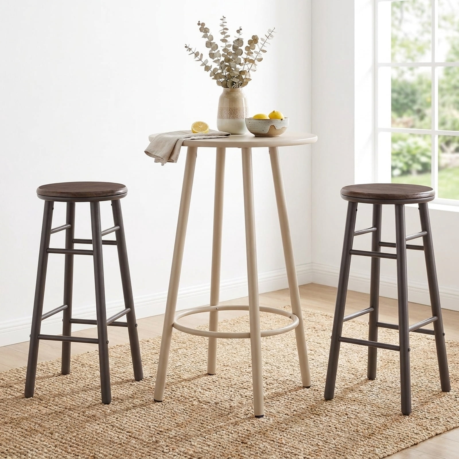 Furnibear 29" Swivel Bar Stools Set of 2 with Footrests & Crossbars for Kitchen Island Counter Bar Pub Dining Home, Gray
