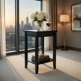 thumbnail image 5 of Demi Bonn End Side Table, Bed and Sofa Side Table, 2-Tier Nightstand End Side Wooden Legs Table, for Living Room, Bedroom, Black, 5 of 8