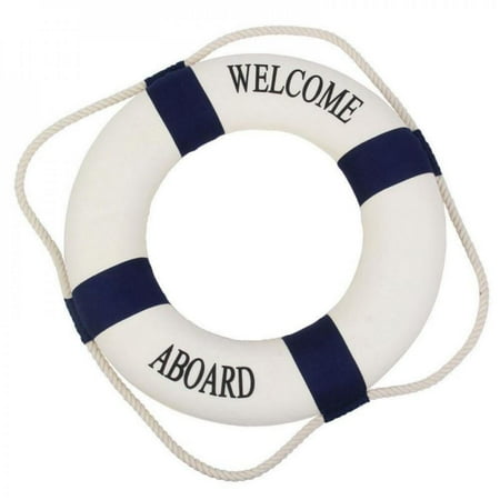 

[Big Clear!]Welcome Aboard Cloth Decorative Life Ring Red & Blue Navy Accent Nautical Decor for Home Decoration