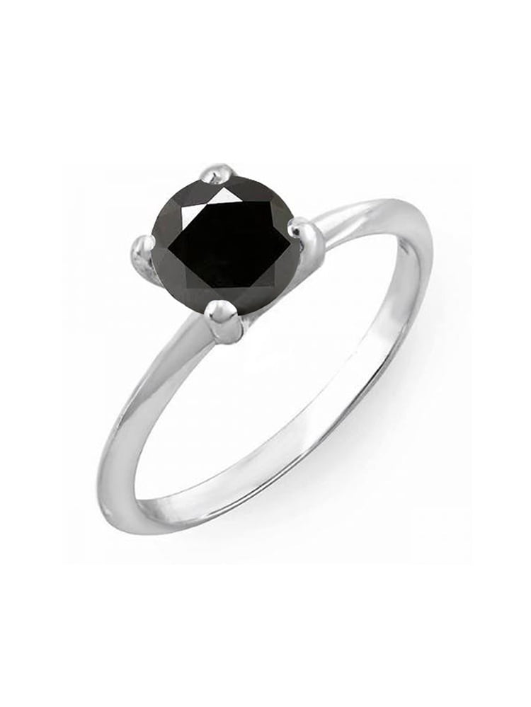 Details about   Natural Black Diamond Solitaire Ring Awesome Silver Round Shape Quality.2.90 Ct 