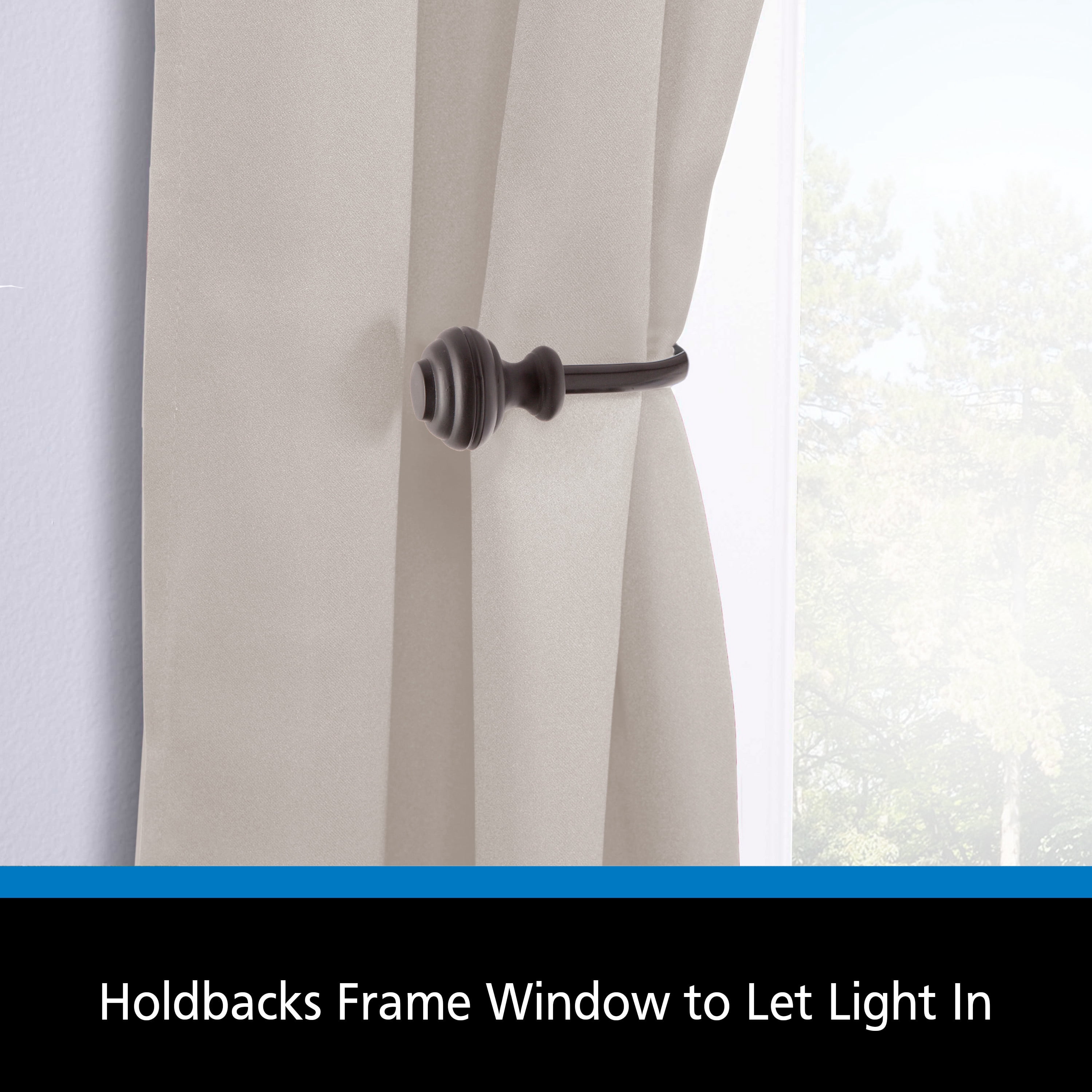 Mainstays Cedric Knob End Decorative Curtain Holdback Set, Black, Set of 2