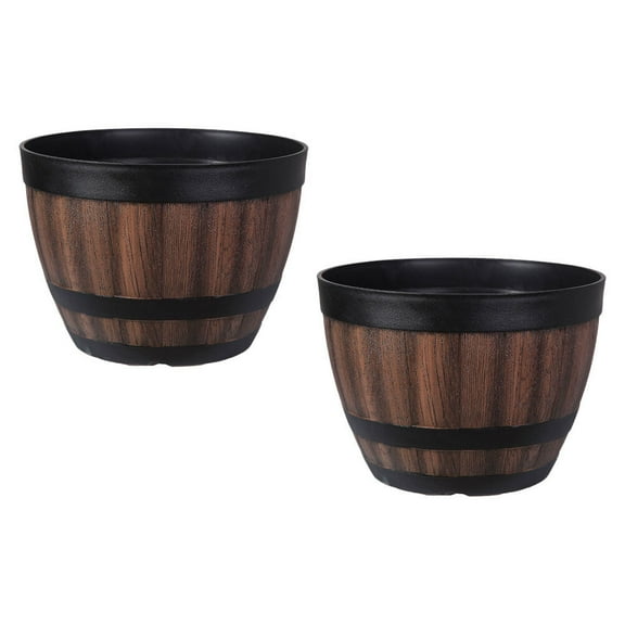 Soimiss 2Pcs Durable Coffee Indoor Flowerpot with Flat Bottom for Succulents