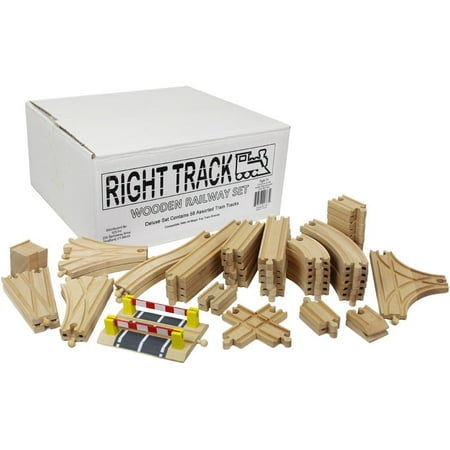 Right Track Toys Wooden Train Track Deluxe Set: 56 Premium Wood Pieces 100% Compatible with Thomas – All Tracks and No Fillers Right Track Toys Wooden Train Track Deluxe Set: 56 Premium Wood Pieces 100% Compatible with Thomas – All Tracks and No Fillers