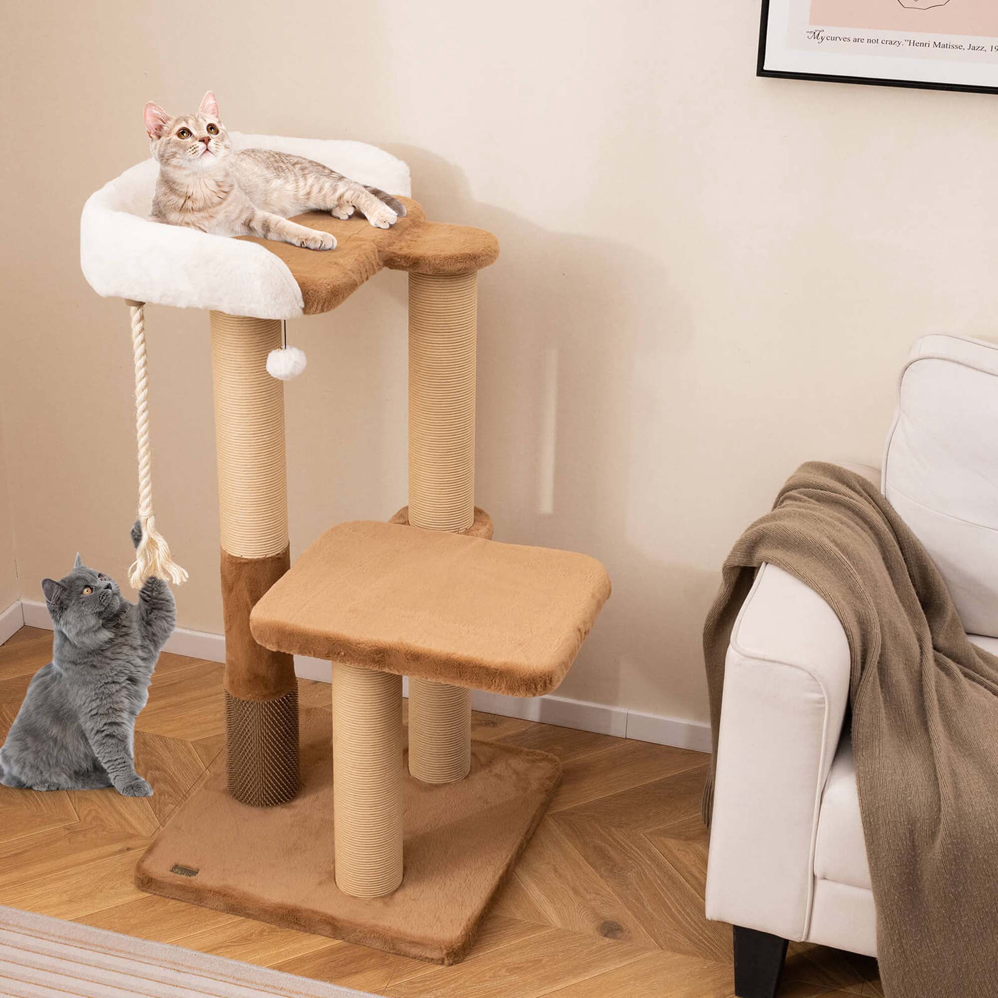 Costway 44" Cat Tree for Indoor with Plush Padded Perch Scratching Posts Jumping Platform