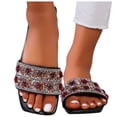 thumbnail image 3 of Bmisegm Women Sandals Fashion New Pattern Bright Diamond Flower Decoration Square Toe Open Toe Breathable Comfortable Non Slip Casual Shoes Sandals Women Summer Black 7, 3 of 9