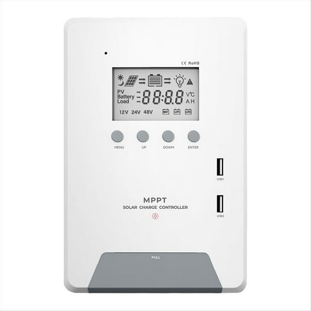 Controlador de Carga Solar MPPT 30A 12V/24V Controlador Solar Dual USB con Pantalla LCD para el Hogar Inteligente de Energía Solar