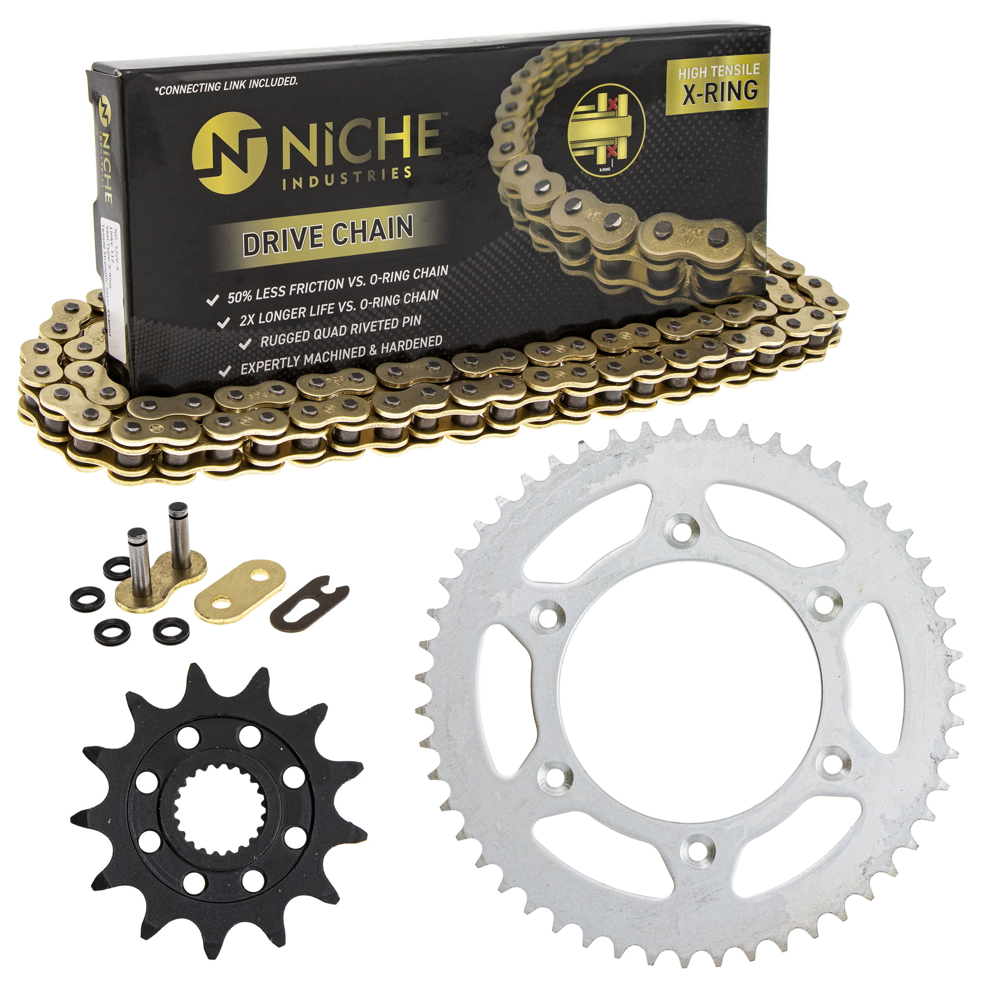 NICHE Drive Sprocket Chain Combo for Honda CRF250R Front 13 Rear 51 Tooth 520NZ Standard 114 Links 
