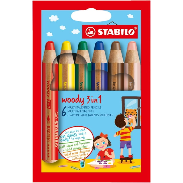 Lápiz STABILO woody 3 en 1 Multitalento Paquete de 6 Colores Surtidos