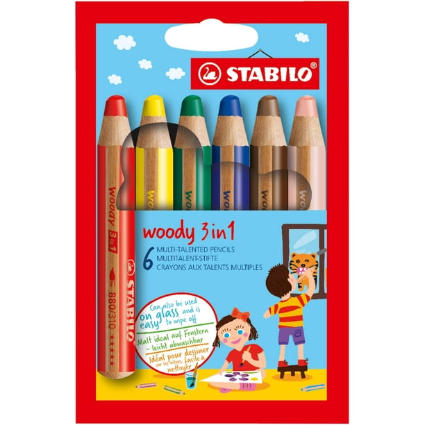 Lápiz STABILO woody 3 en 1 Multitalento Paquete de 6 Colores Surtidos