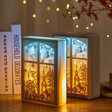

Toyella Three-dimensional Paper-cut Art Paper Carving Lamp Soft light frame Push button remote switch USB